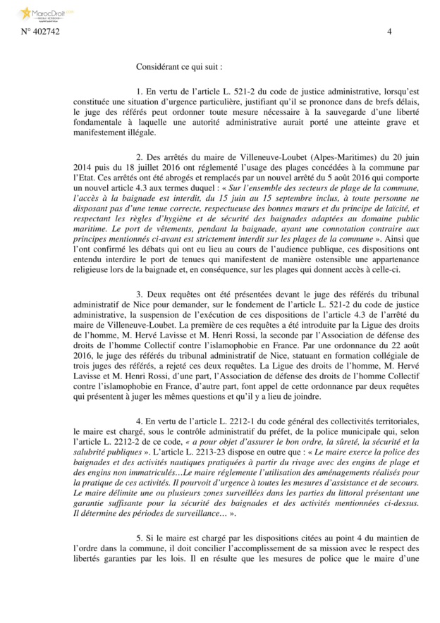 نسخة كاملة من قرار مجلس الدولة الفرنسي الصادر بإلغاء القرار الإداري القاضي بمنع ما يسمى "بلباس البحر الإسلامي" نسخة كاملة من قرار مجلس الدولة الفرنسي الصادر بإلغاء القرار الإداري القاضي بمنع ما يسمى "بلباس البحر الإسلامي"