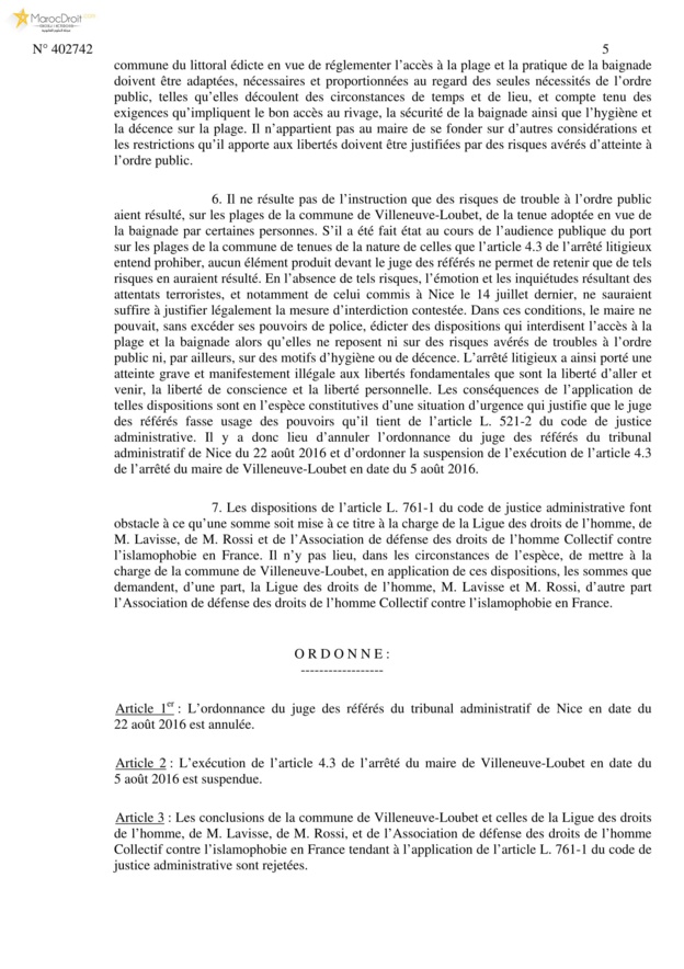 نسخة كاملة من قرار مجلس الدولة الفرنسي الصادر بإلغاء القرار الإداري القاضي بمنع ما يسمى "بلباس البحر الإسلامي" نسخة كاملة من قرار مجلس الدولة الفرنسي الصادر بإلغاء القرار الإداري القاضي بمنع ما يسمى "بلباس البحر الإسلامي"