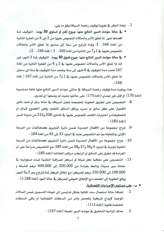منشور حول صدور القانون القاضي بتغيير وتتميم القانون المتعلق بمدونة السير على الطرق - 2016/8/25