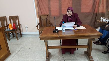 مناقشة رسالة في موضوع حماية حقوق الاجراء الاجانب بالمغرب  تحت إشراف الدكتورة دنيا مباركة تقدمت بها الباحثة مزوغ خديجة 