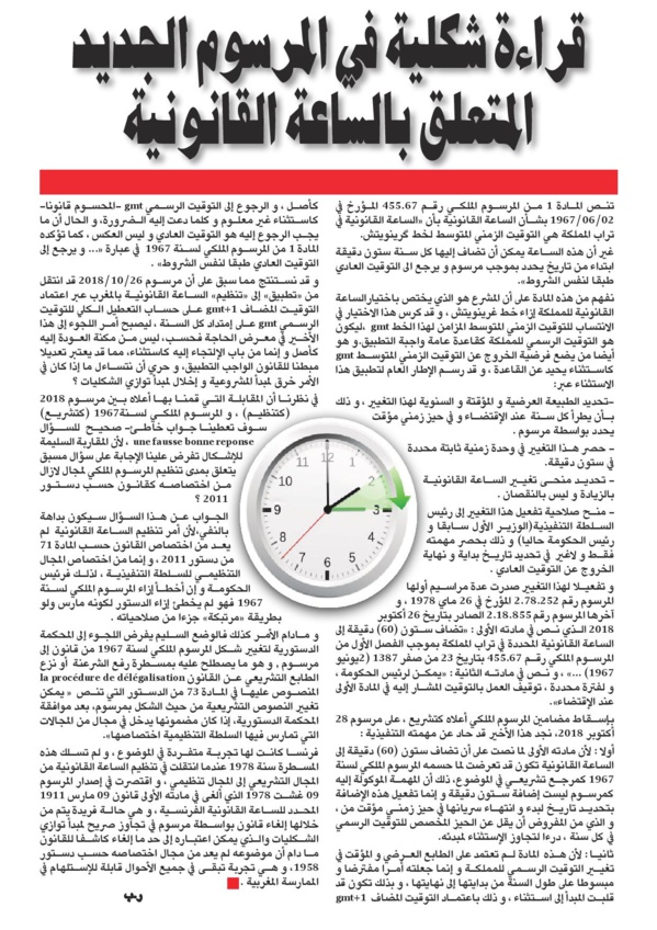 قراءة شكلية في المرسوم المتعلق بالساعة القانونية للأستاذ رضى بلحسين