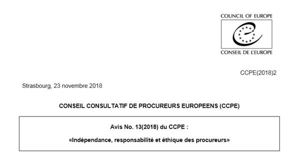 نسخة كاملة من الرأي الإستشاري للمجلس الاستشاري للوكلاء الأوروبيين حول استقلال وكلاء الملك والمدعين العامين ومسؤوليتهم وأخلاقياتهم نسخة كاملة من الرأي الإستشاري للمجلس الاستشاري للوكلاء الأوروبيين حول استقلال وكلاء الملك والمدعين العامين ومسؤوليتهم وأخلاقياتهم