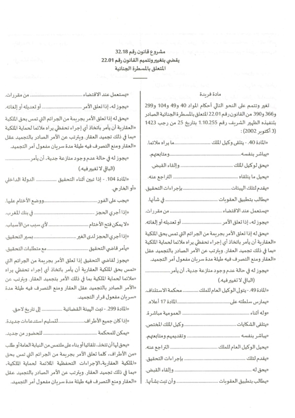 نسخة كاملة من مشروع قانون لزجر الاستيلاء على عقارات الغير المصادق عليه بتاريخ 28 ماي 2019