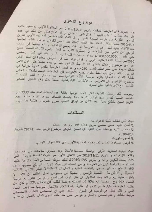 نسخة كاملة من الأمر الاستعجالي الصادر في النزاع المتعلق بمسلسل "قلب الذيب" المثير للجدل