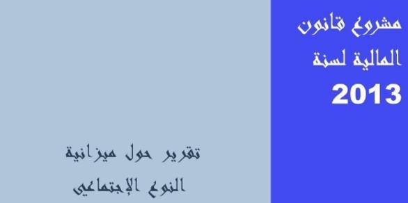 تقرير حول ميزانية النوع الاجتماعي الواردة في مشروع قانون مالية2013
