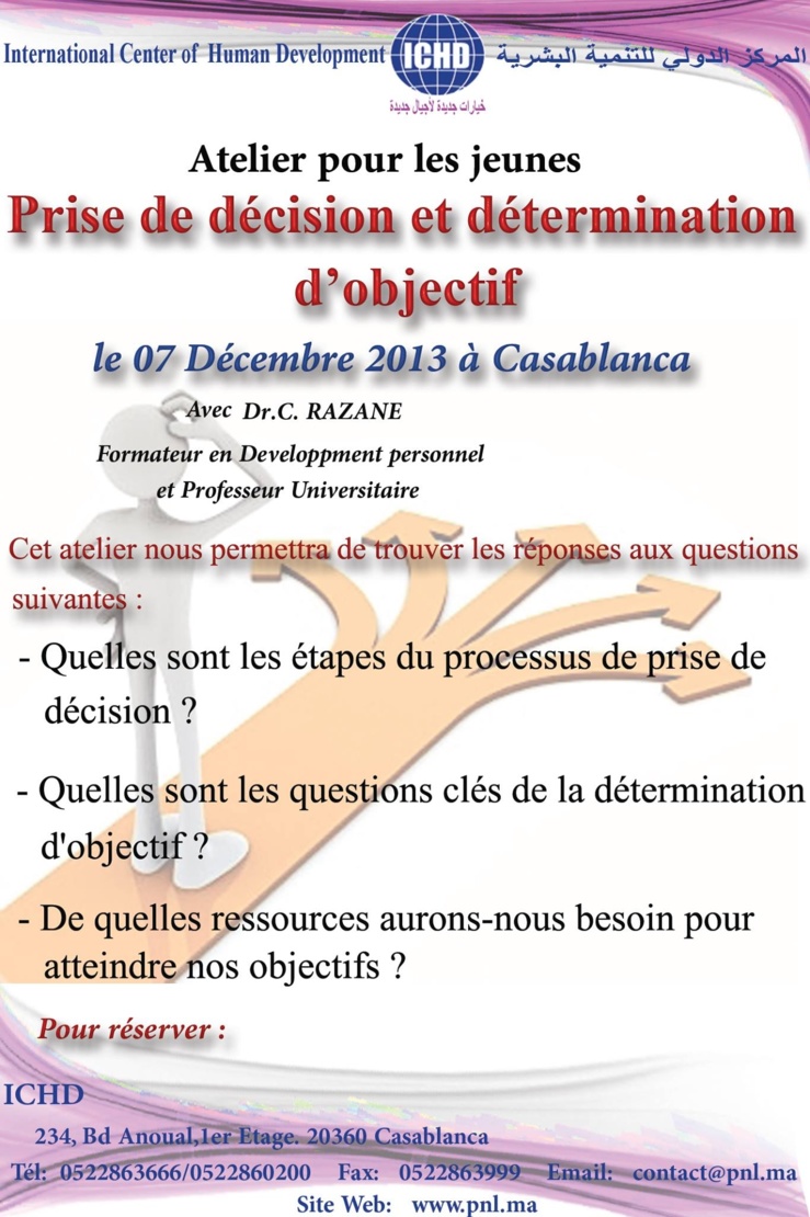 Atelier pour les jeunes intitulé "Prise de décision et détermination d'objectif"