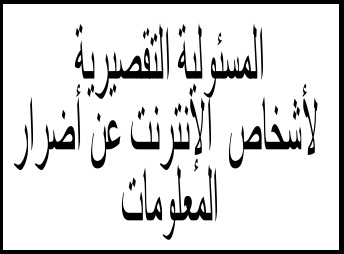 المسؤولية التقصيرية لأشخاص الانترنت عن أضرار المعلومات