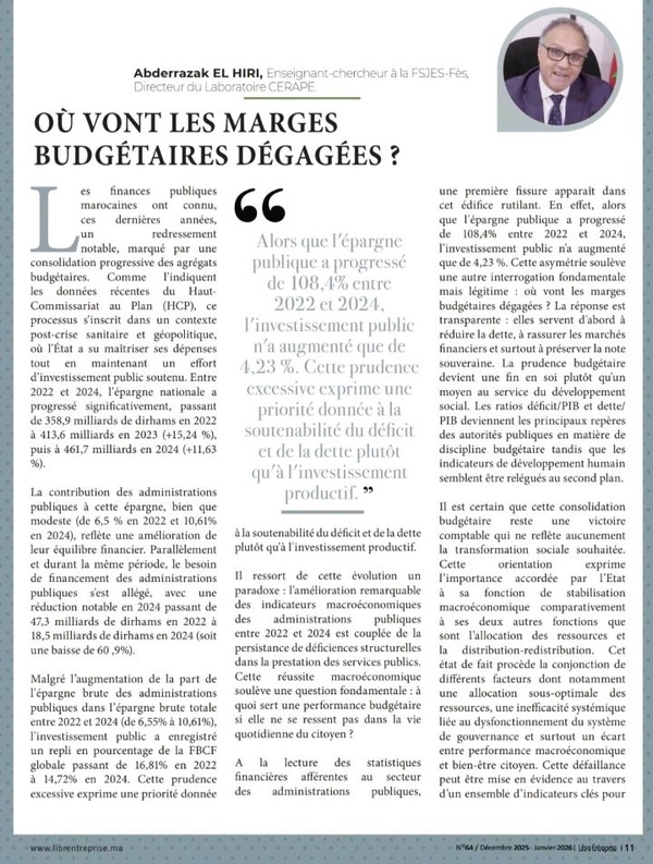 OÙ VONT LES MARGES BUDGÉTAIRES DÉGAGÉES 