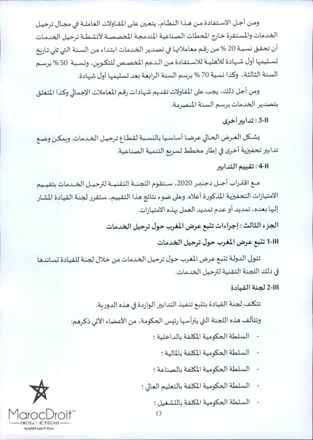 منشور رئيس الحكومة عدد 2016/5 بتاريخ 2016/05/05 حول ترحيل الخدمات "offshoring أوفشورين"