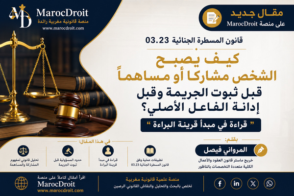 كيف يصبح الشخص مشاركا أو مساهما قبل ثبوت الجريمة وقبل إدانة الفاعل الأصلي؟ "قراءة في مبدأ قرينة البراءة" كيف يصبح الشخص مشاركا أو مساهما قبل ثبوت الجريمة وقبل إدانة الفاعل الأصلي؟ "قراءة في مبدأ قرينة البراءة"