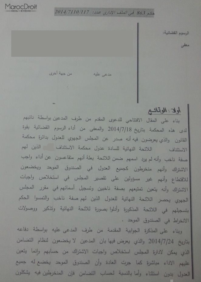 المحكمة الإدارية بفاس: التسجيل في اللوائح الإنتخابية للسادة العدول - شرط أداء واجب الإشتراك - التمتع بصفة ناخب - نعم