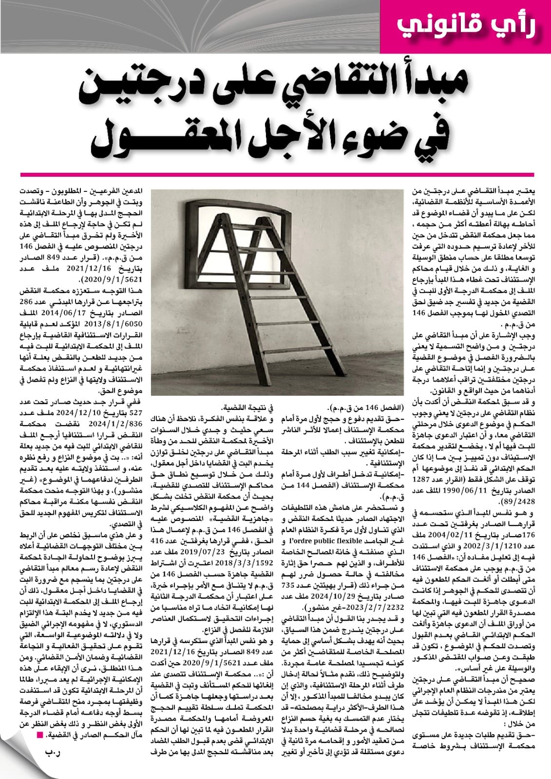 ذ. رضى بلحسين يكتب: مبدأ التقاضي على درجتين  في ضوء الأجل المعقول