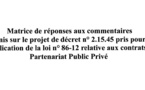 جواب وزارة الاقتصاد و المالية على التعاليق حول مسودة مشروع المرسوم التطبيقي المتعلق بتطبيق القانون المتعلق بعقود الشراكة بين القطاعين العام و الخاص ـ باللغة الفرنسية