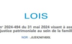 France : LOI du 31 mai 2024 visant à assurer une justice patrimoniale au sein de la famille