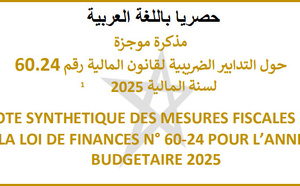 حصريا: تعريب مذكرة التدابير الضريبية لقانون المالية رقم 60.24 لسنة المالية 2025      