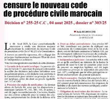 La Cour constitutionnelle censure le nouveau code de procédure civile marocain